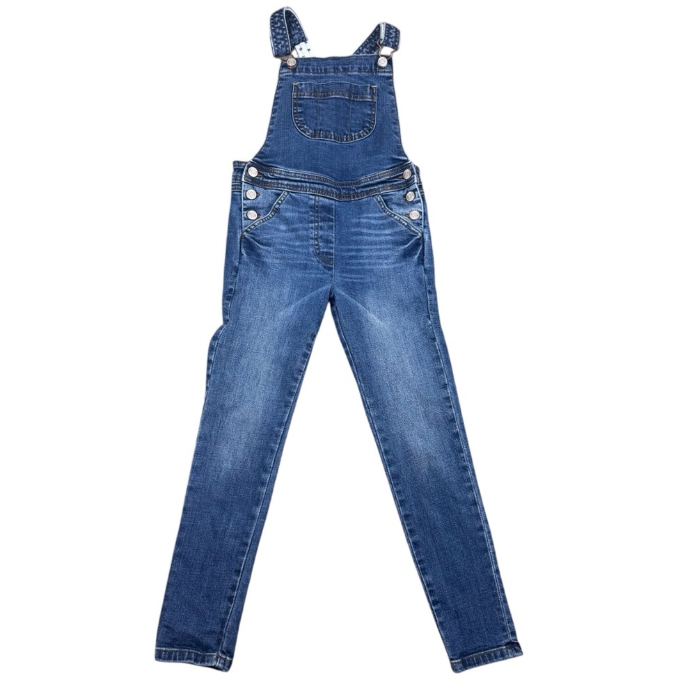 Boden Classic Blue Denim Long Overalls Stars Lining Girls 7-8Y
